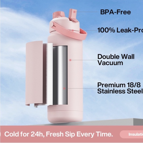 Powcan 26oz Pink Water Bottle - Picture 3 of 5